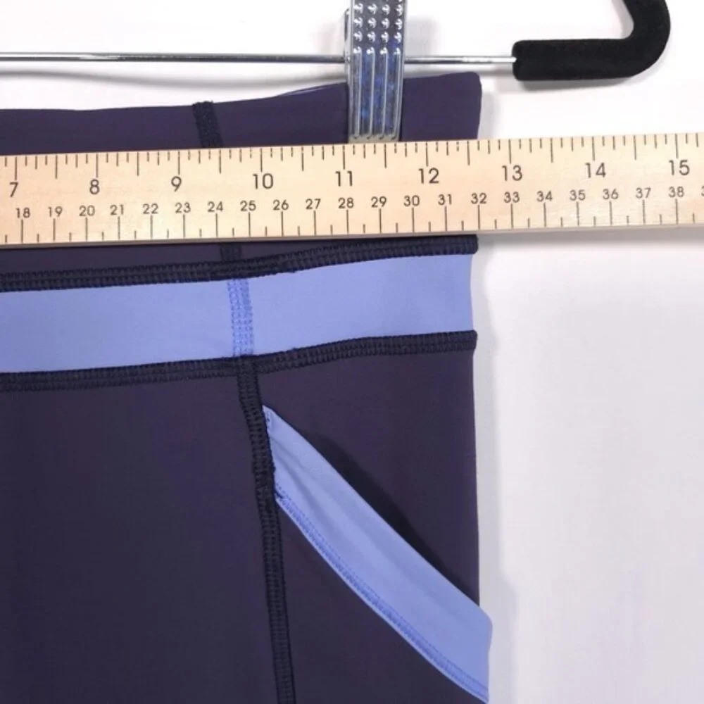 Lululemon Women's Leggings Size 4 Chase Me Crop II Cadet Blue Navy‎ Lullaby